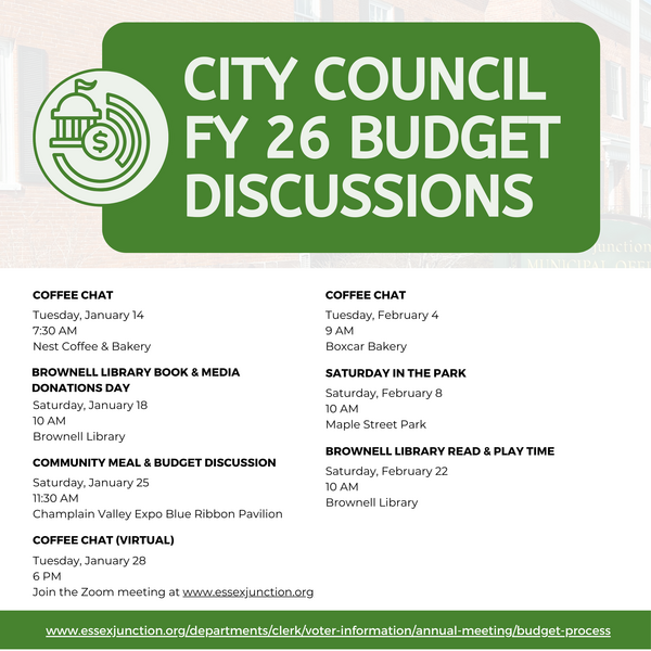 City Council FY 26 Budget Discussion Events Graphic