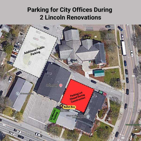 Parking for City Offices During 2 Lincoln Renovations graphic