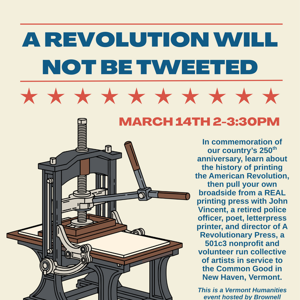 An image of a printing press with information listed in the story about the event.